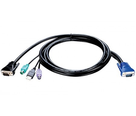 D-link câble kvm Noir 1,8 m - Câbles kvm (USB, PS/2, PS/2, VGA, Mâle, Noir)