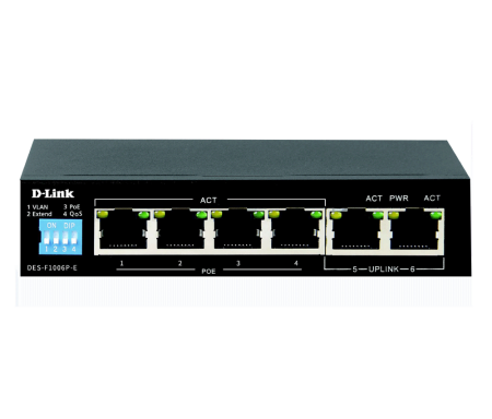 D Link 6 Port 10/100 Base T With 4 Poe 250M