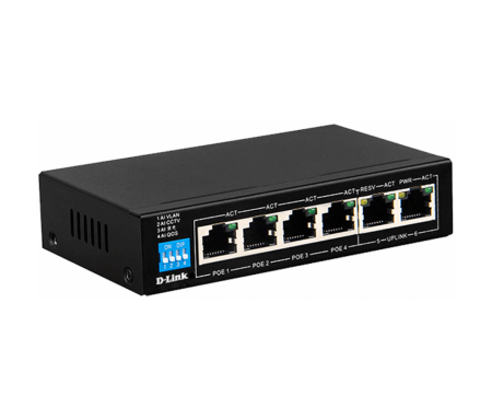 D Link 6 Port 10 100 1000Base T Unmanaged Long Range 250M Plus Surveillance Switch 4 Poe DGS-F1006P-E/E