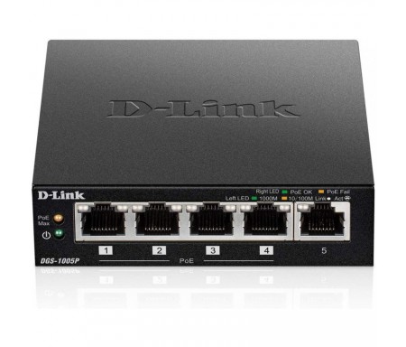D Link 5 Port 10 100 1000Base T Unmanaged Metal Desktop DGS-1005P/E
